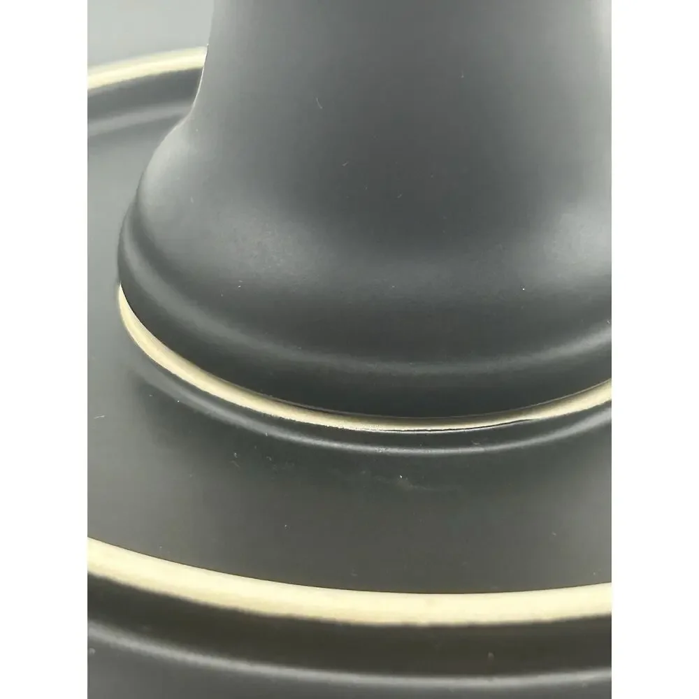 Mud Pie Cake Plate. Black With A Silver Base. Stoneware.